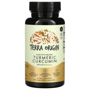 Terra Origin Turmeric Curcumin With BioPerine 60 Vegetable Capsules 857668007922