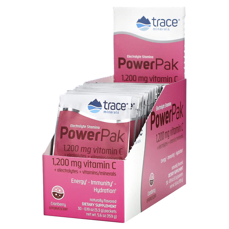 Trace Minerals ® Electrolyte Stamina PowerPak Cranberry 30 Packets 0.19 oz (5.3 g) Each 1 Trace Minerals ® Electrolyte Stamina PowerPak Cranberry 30 Packets 0.19 oz (5.3 g) Each 878941001505