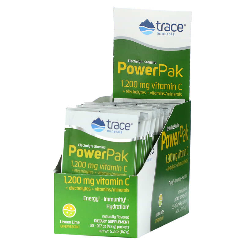Trace Minerals ® Electrolyte Stamina PowerPak Lemon Lime 30 Packets 0.17 oz (4.9 g) Each 1 Trace Minerals ® Electrolyte Stamina PowerPak Lemon Lime 30 Packets 0.17 oz (4.9 g) Each 878941000522