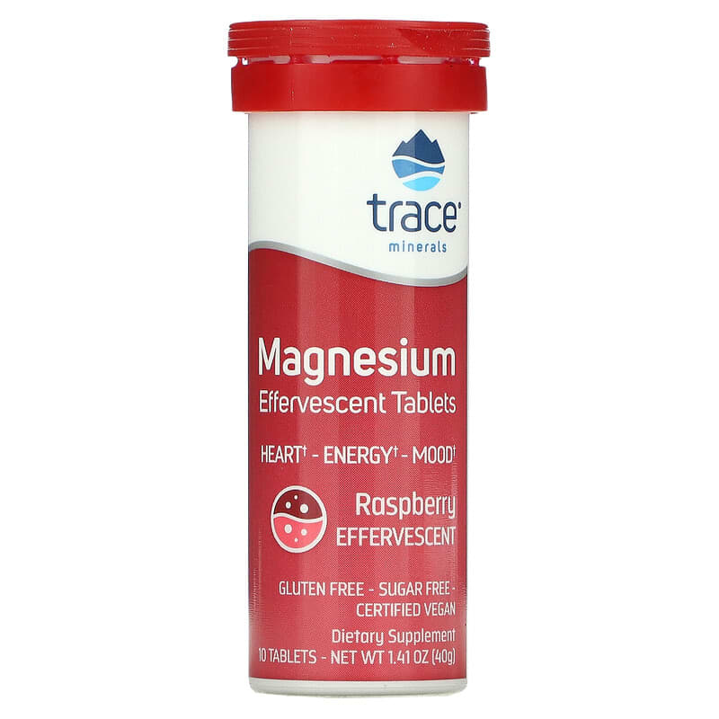 Trace Minerals Research Magnesium Effervescent viên Raspberry Flavor 1.41 oz (40 g) 1 Trace Minerals ® Magnesium Effervescent Tablets Raspberry 10 Tablets 1.41 oz (40 g) 878941004834