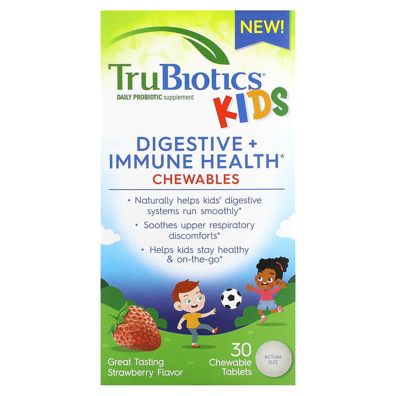 TruBiotics Kids Digestive + Immune Health Chewables Strawberry 30 Chewable Tablets 1 TruBiotics Kids Digestive + Immune Health Chewables Strawberry 30 Chewable Tablets 852870004134