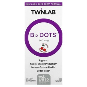 Twinlab B12 Dots Cherry 500 mcg 250 Tablets 027434006095