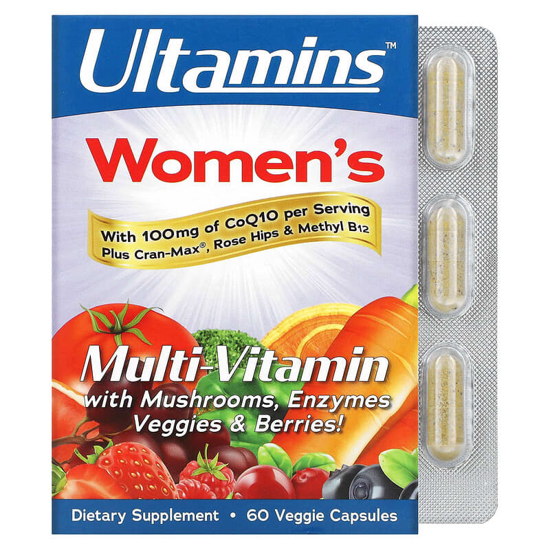 Ultamins Women's Multivitamin with CoQ10 Mushrooms Enzymes Veggies & Berries 60 viên 1 Ultamins Women's Multivitamin with CoQ10 Mushrooms Enzymes Veggies & Berries 60 Veggie Capsules 898220012725