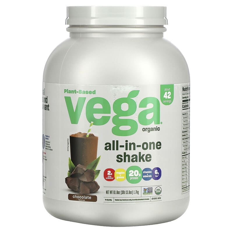Vega Plant-Based All-In-One Shake Chocolate 61.8 oz (1.7 kg) 1 Vega Plant-Based All-In-One Shake Chocolate 61.8 oz (1.7 kg) 838766004976