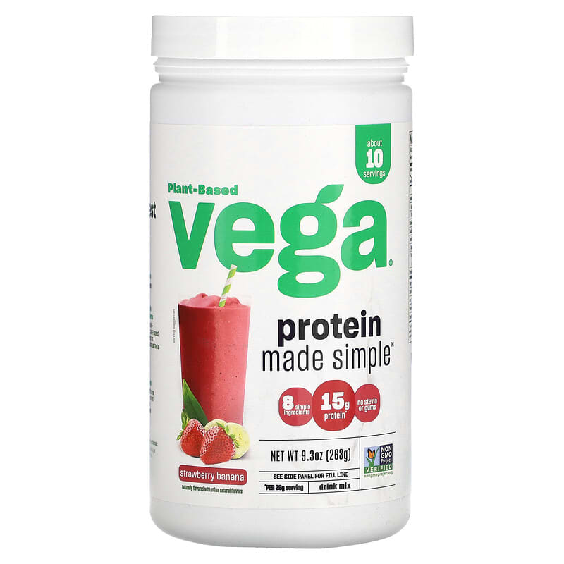 Vega Plant-Based Protein Made Simple Strawberry Banana 9.3 oz (263 g) 1 Vega Plant-Based Protein Made Simple Strawberry Banana 9.3 oz (263 g) 838766001531