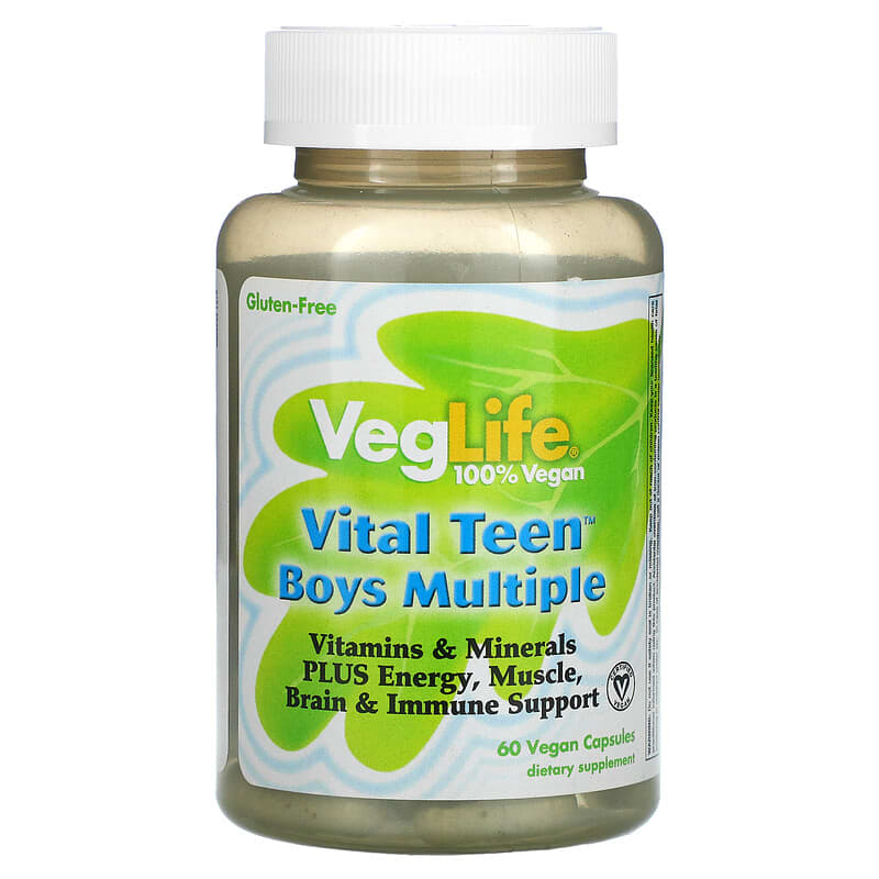 VegLife Vital Teen Boys Multiple 60 Vegan Capsules 1 VegLife Vital Teen Boys Multiple 60 Vegan Capsules 076280984330