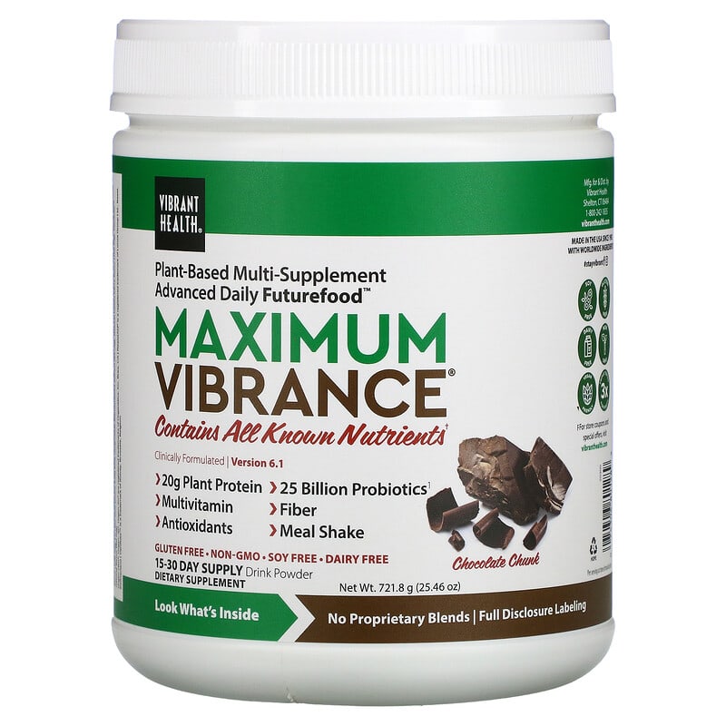 Vibrant Health Maximum Vibrance Version 6.1 Chocolate Chunk 25.46 oz (721.8 g) 1 Vibrant Health Maximum Vibrance Version 6.1 Chocolate Chunk 25.46 oz (721.8 g) 074306801289
