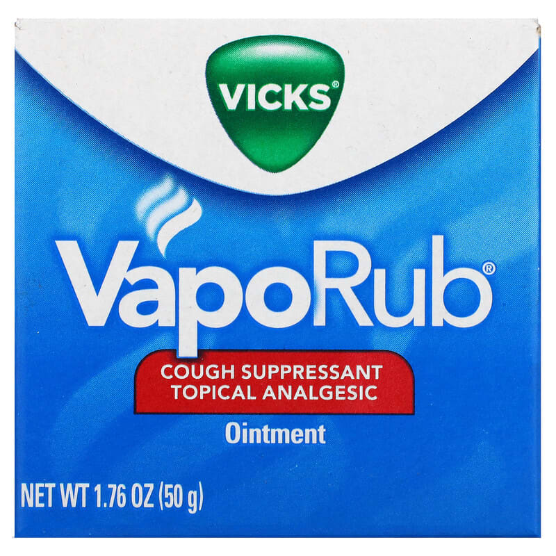 Vicks VapoRub Cough Suppressant Topical Analgesic Ointment 1.76 oz (50 g) 1 Vicks VapoRub Cough Suppressant Topical Analgesic Ointment 1.76 oz (50 g) 323900003613