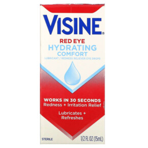 Visine Red Eye Hydrating Comfort Lubricant/Redness Reliever Eye Drops 1/2 fl oz (15 ml) 312547493840