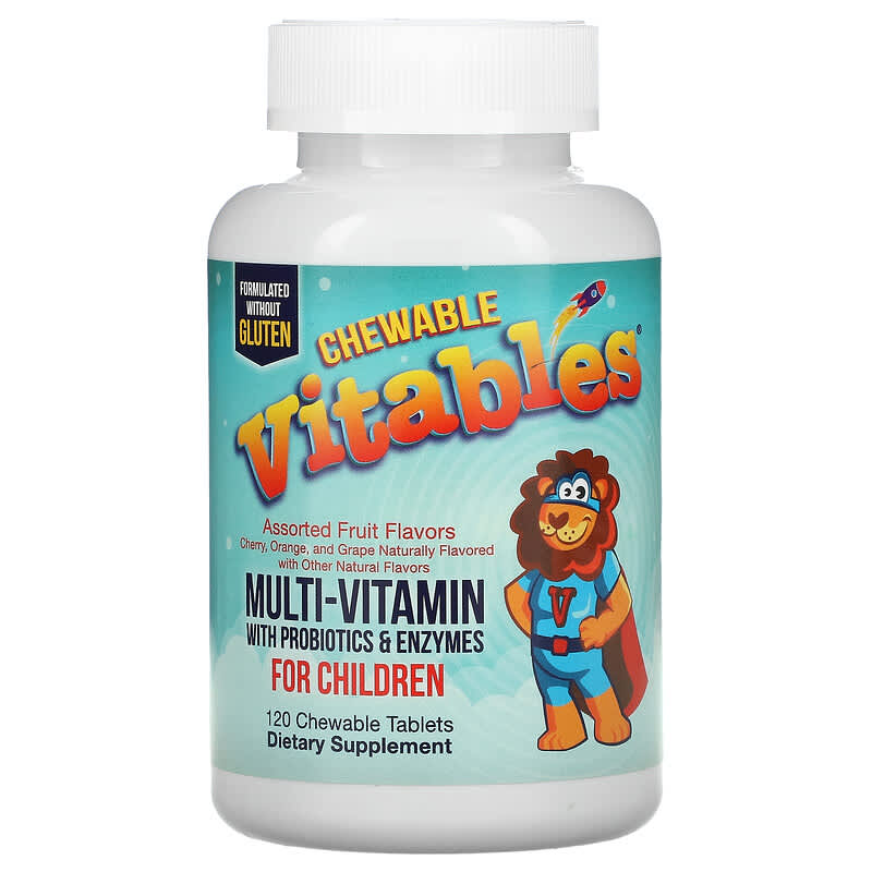 Vitables Chewable Multi-Vitamins with Probiotics & Enzymes for Children Assorted Fruit Flavors 120 Chewable Tablets 1 Vitables Chewable Multi-Vitamins with Probiotics & Enzymes for Children Assorted Fruit Flavors 120 Chewable Tablets 898220014538