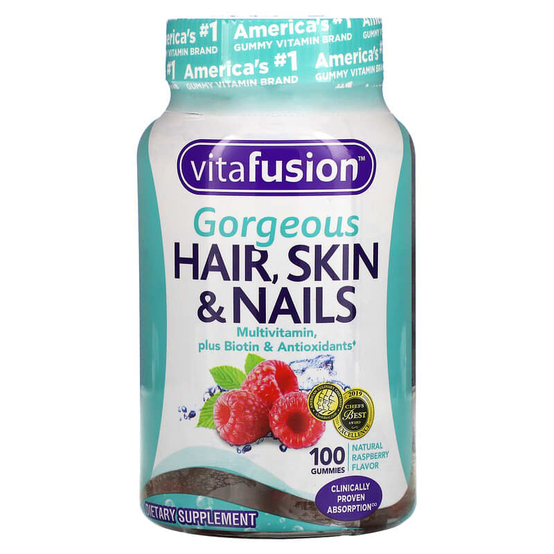 VitaFusion Gorgeous Hair Skin & Nails Multivitamin Natural Raspberry 100 Gummies 1 VitaFusion Gorgeous Hair Skin & Nails Multivitamin Natural Raspberry 100 Gummies 027917020051