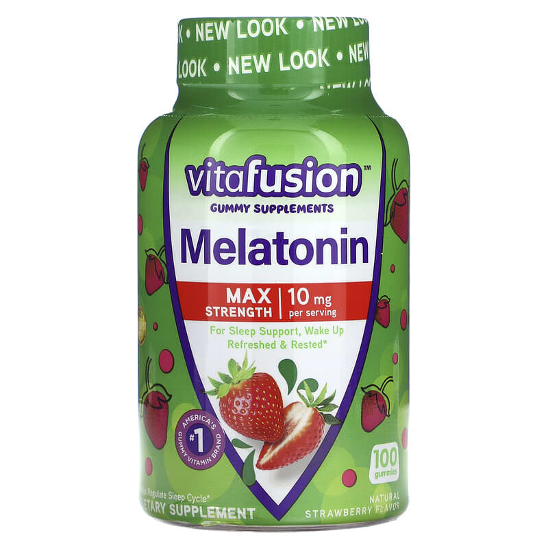VitaFusion Max Strength Melatonin Natural Strawberry 5 mg 100 Gummies 1 VitaFusion Max Strength Melatonin Natural Strawberry 5 mg 100 Gummies 027917271736