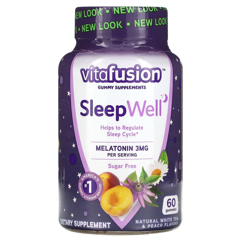 VitaFusion SleepWell Natural White Tea & Peach 60 Gummies 1 VitaFusion SleepWell Natural White Tea & Peach 60 Gummies 027917023106
