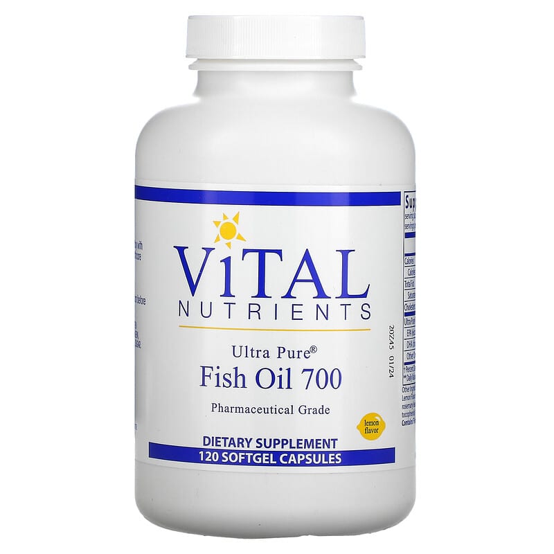 Vital Nutrients Ultra Pure Fish Oil 700 Lemon 120 Softgel viên 1 Vital Nutrients Ultra Pure Fish Oil 700 Lemon 120 Softgel Capsules 693465428115