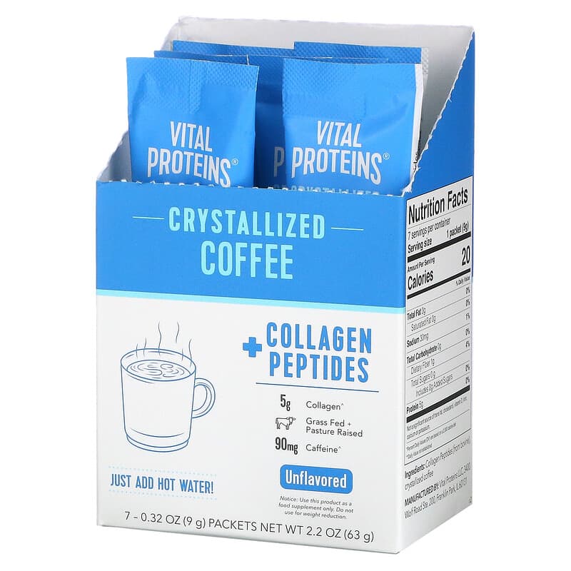Vital Proteins Crystallized Coffee + Collagen Peptides Unflavored 7 Packets 0.32 oz (9 g) Each 1 Vital Proteins Crystallized Coffee + Collagen Peptides Unflavored 7 Packets 0.32 oz (9 g) Each 850015883224