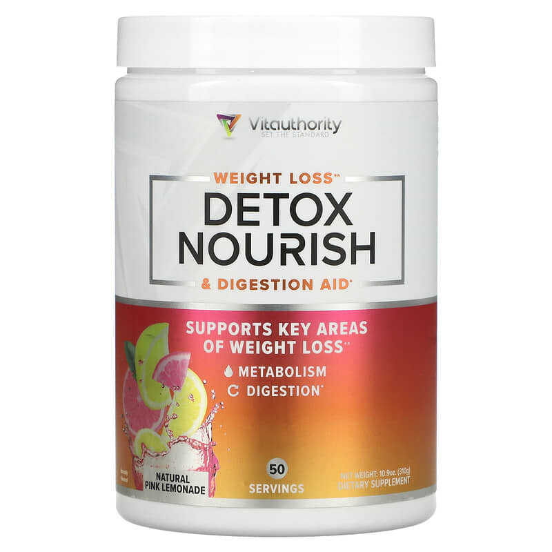 Vitauthority Detox Nourish Weight Loss & Digestion Aid Natural Pink Lemonade 10.9 oz (310 g) 1 Vitauthority Detox Nourish Weight Loss & Digestion Aid Natural Pink Lemonade 10.9 oz (310 g) 856360008466
