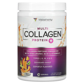 Vitauthority Multi Collagen Protein Plus Vitamin C Hyaluronic Acid Tropical Punch 9.9 oz (282 g) 856360008435