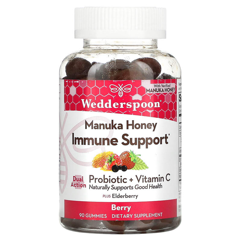 Wedderspoon Manuka Honey Immune Support Berry 90 Gummies 1 Wedderspoon Manuka Honey Immune Support Berry 90 Gummies 814422023390