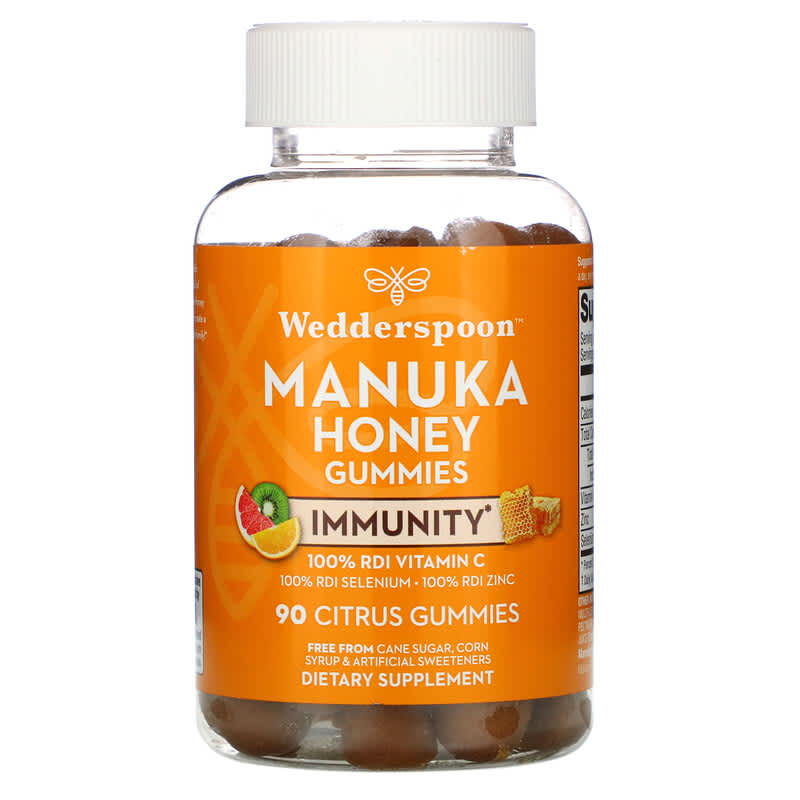 Wedderspoon Manuka Honey Immunity Gummies Citrus 90 Gummies 1 Wedderspoon Manuka Honey Immunity Gummies Citrus 90 Gummies 814422023406