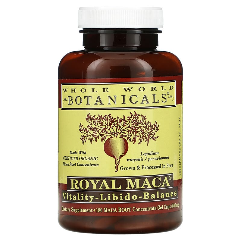 Whole World Botanicals Royal Maca 250 mg 180 Gel Caps 1 Whole World Botanicals Royal Maca 250 mg 180 Gel Caps 691195001028