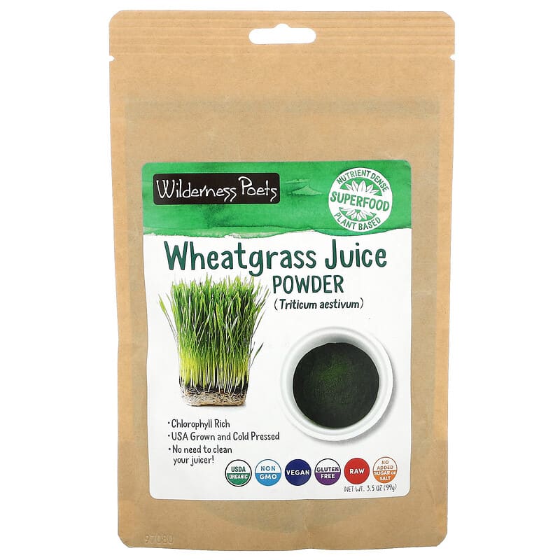 Wilderness Poets Organic Wheatgrass Juice Powder 3.5 oz (99 g) 1 Wilderness Poets LLC Organic Wheatgrass Juice Powder 3.5 oz (99 g) 855434006995