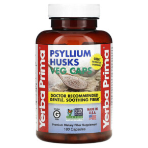 Yerba Prima Psyllium Husks Veg Caps 180 Capsules 046352001081