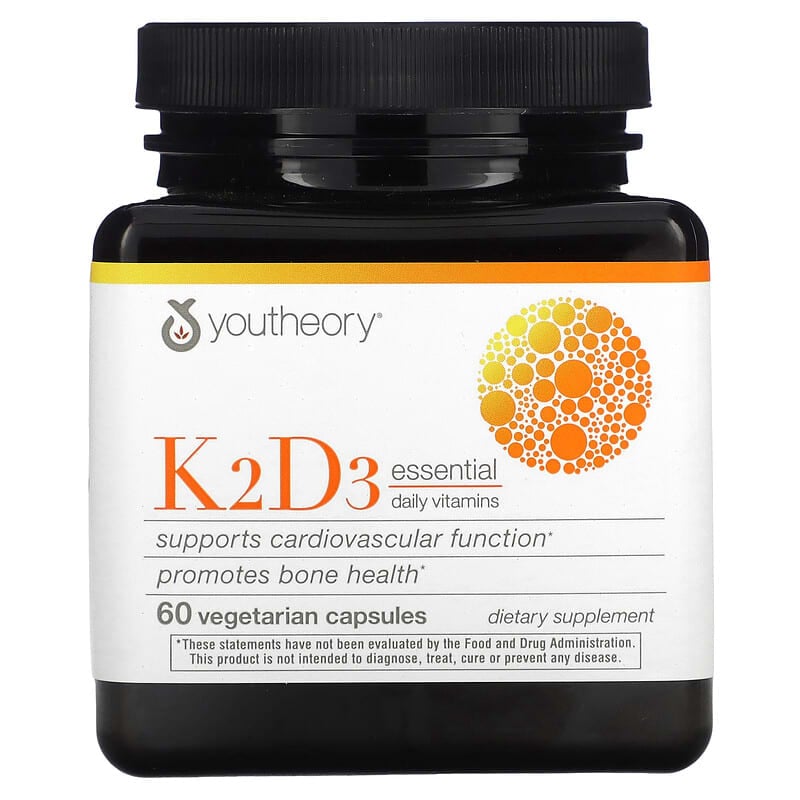Youtheory K2D3 Essential Daily Vitamins 60 Vegetarian Capsules 1 Youtheory K2D3 Essential Daily Vitamins 60 Vegetarian Capsules 850021920357