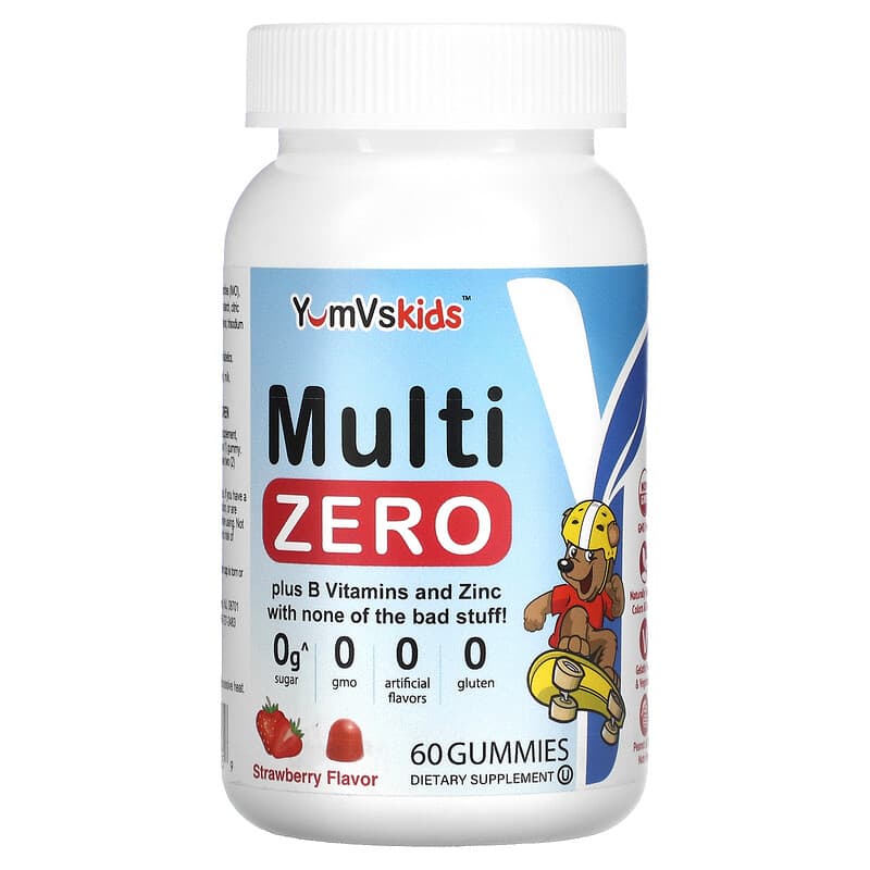 Yum-Vs Kids Multi Zero Strawberry 60 Gummies 1 Yum-Vs Kids Multi Zero Strawberry 60 Gummies 810048610259