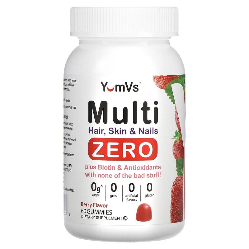 Yum-Vs Multi Hair Skin & Nails Zero Berry 60 Gummies 1 Yum-Vs Multi Hair Skin & Nails Zero Berry 60 Gummies 810048612284
