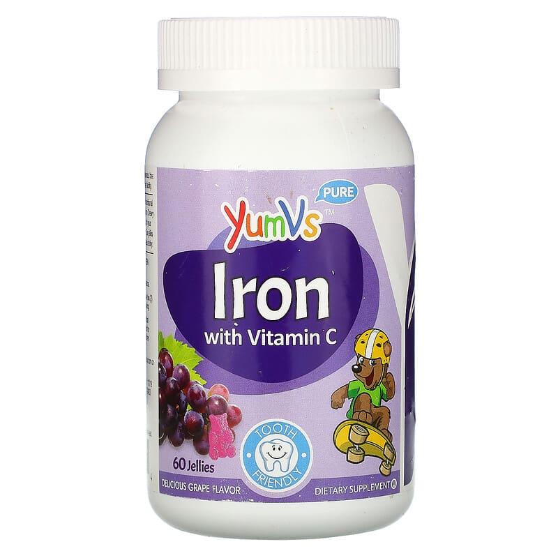 Yum-Vs Pure Iron with Vitamin C Grape 60 Jellies 1 Yum-Vs Pure Iron with Vitamin C Grape 60 Jellies 899105001674