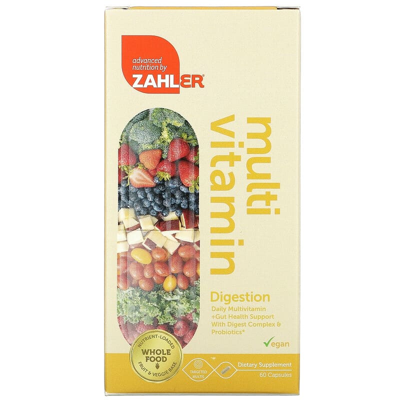 Zahler Digestion Daily Multivitamin + Gut Health Support With Digest Complex & Probiotics 60 Capsules 1 Zahler Digestion Daily Multivitamin + Gut Health Support With Digest Complex & Probiotics 60 Capsules 848998082413