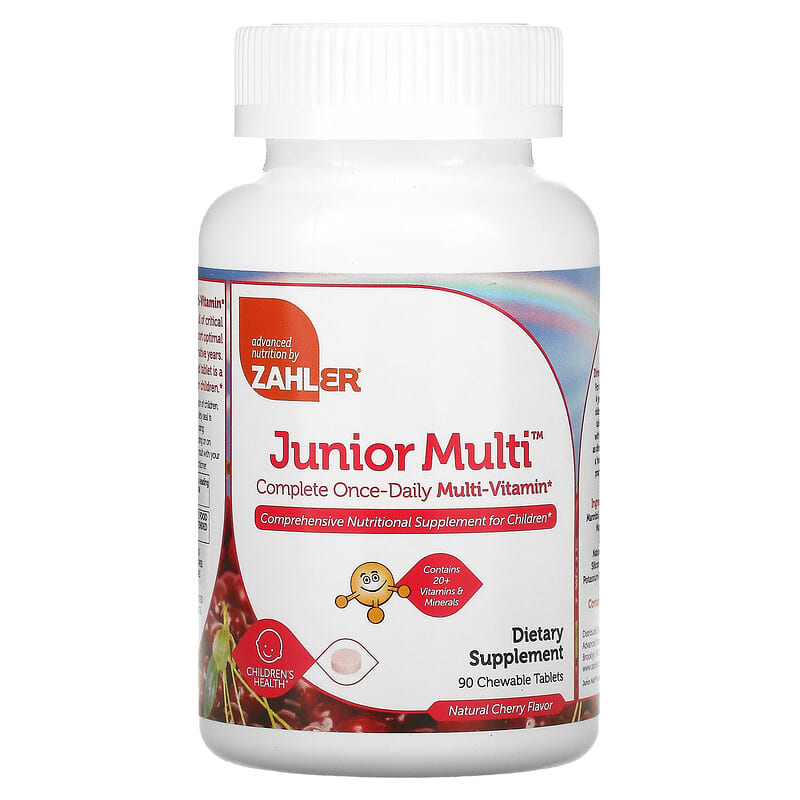 Zahler Junior Multi Complete Once-Daily Multi-Vitamin Natural Cherry 90 Chewable Tablets 1 Zahler Junior Multi Complete Once-Daily Multi-Vitamin Natural Cherry 90 Chewable Tablets 848998080471