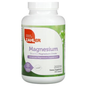 Zahler Magnesium Bioactive Magnesium Citrate 200 mg 250 Capsules 848998082185