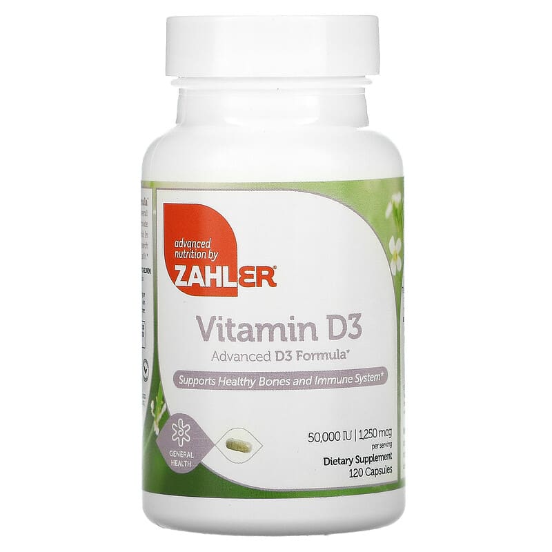 Zahler Vitamin D3 50,000 IU 120 viên 1 Zahler Vitamin D3 1.250 mcg (50.000 IU) 120 Capsules 848998080846