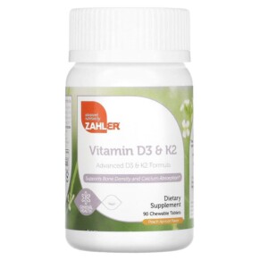 Zahler Vitamin D3 & K2 Peach Apricot 90 Chewable Tablets 848998082291