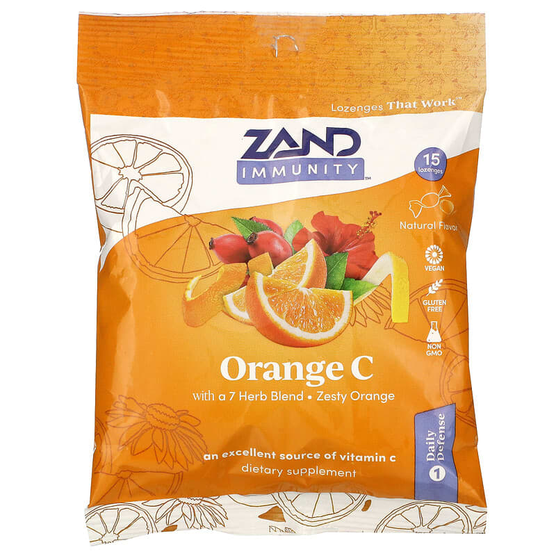 Zand Herbalozenge Orange C Zesty Orange 15 Lozenges 1 Zand Immunity Orange C Zesty Orange 15 Lozenges 041954000128