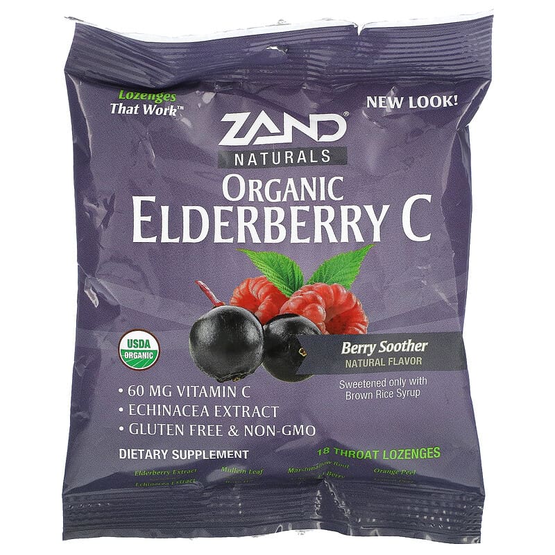 Zand Naturals Organic Elderberry C Berry Soother 18 Throat Lozenges 1 Zand Naturals Organic Elderberry C Berry Soother 18 Throat Lozenges 041954472536