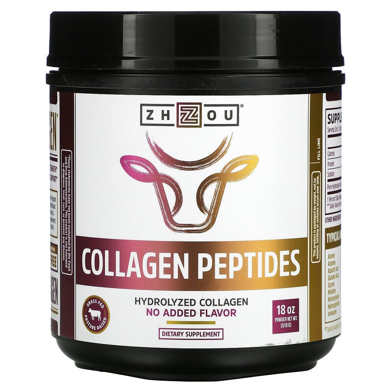 Zhou Nutrition Collagen Peptides Hydrolyzed Collagen No Added Flavor 18 oz (510 g) 1 Zhou Nutrition Collagen Peptides Hydrolyzed Collagen No Added Flavor 18 oz (510 g) 859805006058