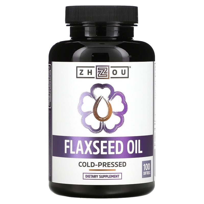 Zhou Nutrition Flaxseed Oil Cold-Pressed 100 Softgels 1 Zhou Nutrition Flaxseed Oil Cold-Pressed 100 Softgels 859805006119