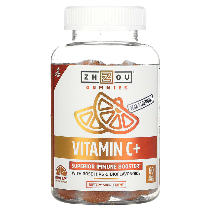 Zhou Nutrition Vitamin C+ Orange Blast 60 Vegan Gummies 1 Zhou Nutrition Vitamin C+ Orange Blast 60 Vegan Gummies 669191967396