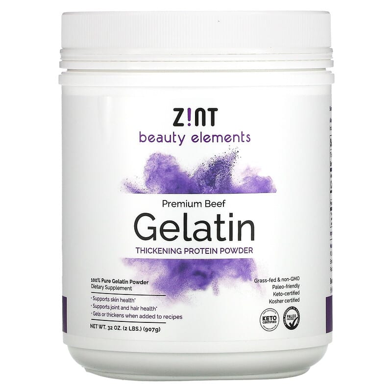 Zint Premium Beef Gelatin Thickening Protein Powder 32 oz (907 g) 1 Zint Premium Beef Gelatin Thickening Protein Powder 32 oz (907 g) 817516022118