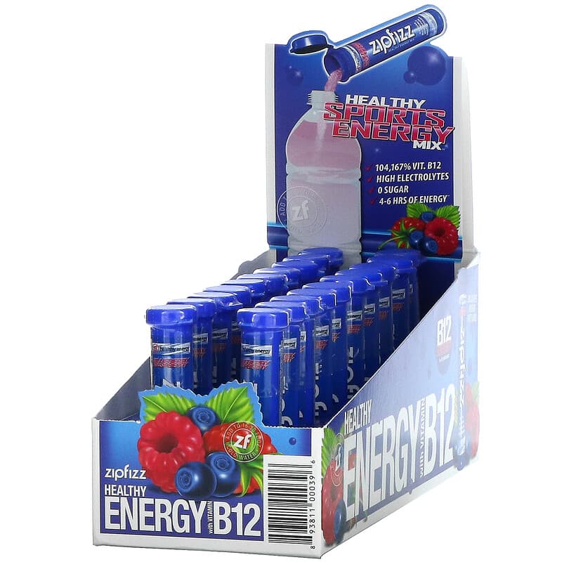 Zipfizz Healthy Sports Energy Mix with Vitamin B12 Blueberry Raspberry 20 Tubes 0.39 oz (11 g) Each 1 Zipfizz Healthy Sports Energy Mix with Vitamin B12 Blueberry Raspberry 20 Tubes 0.39 oz (11 g) Each 893811000396